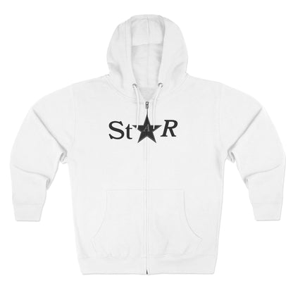 Star - Zip-up Hoodie In White