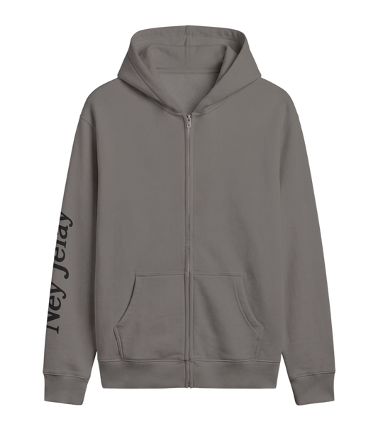 Nature Spoke Zip-Up Hoodie in Faded Grey